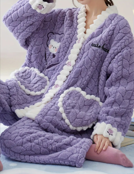女性の可愛い猫と-の刺繍ジャカードフリース厚手パジャマセット-長袖ボタンvネックポケット付きトップスとパンツ-Temu-Japan-04-25-2025_04_51_PM
